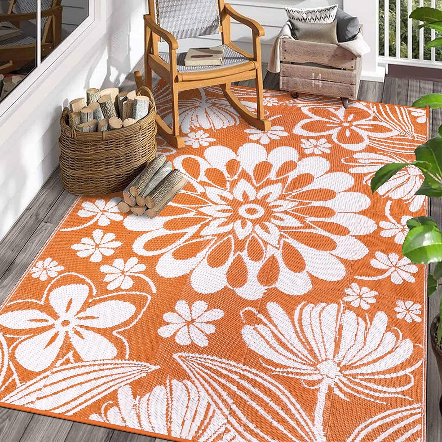 Ileading Outdoor Plastic Straw Rug 6x9ft Waterproof Reversible