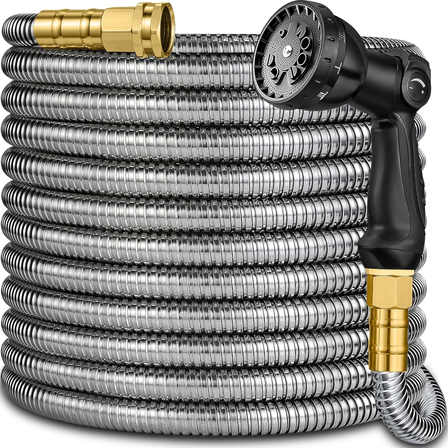 Metal Garden Hose 50 ft - Durable Leak-Proof Stainless Steel Hose