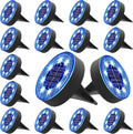 Solar Ground Lights 16 Pack 8 LED Blue - In-Ground Landscape Lighting