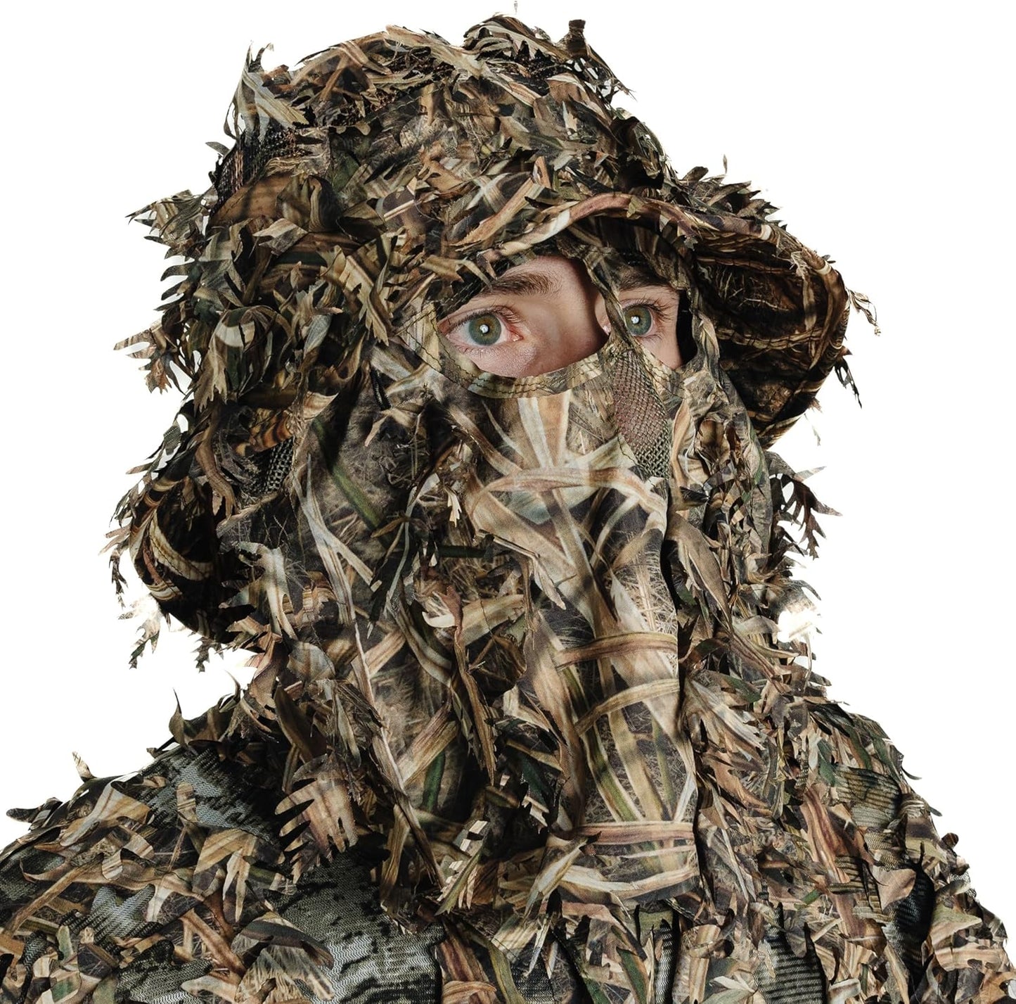 QuikCamo 3D Leafy Camo Face Mask Bucket Hat for Hunting