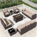Kurapika 13 Pieces Patio Furniture Set with Fire Pit Table