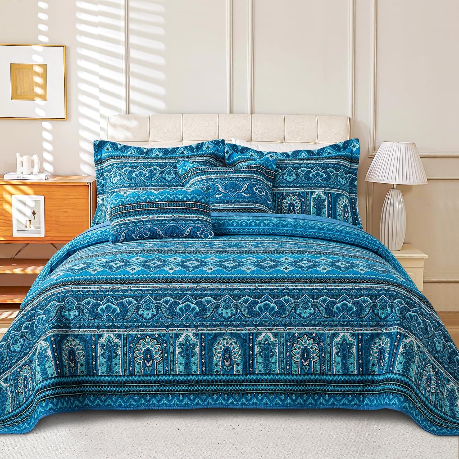 VAPUTAR Cotton Quilt Bedding Set - Lightweight King Size Coverlet