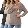 3 Pack Women's Nursing Long Sleeve Tops - Hidden Zipper Comfort also