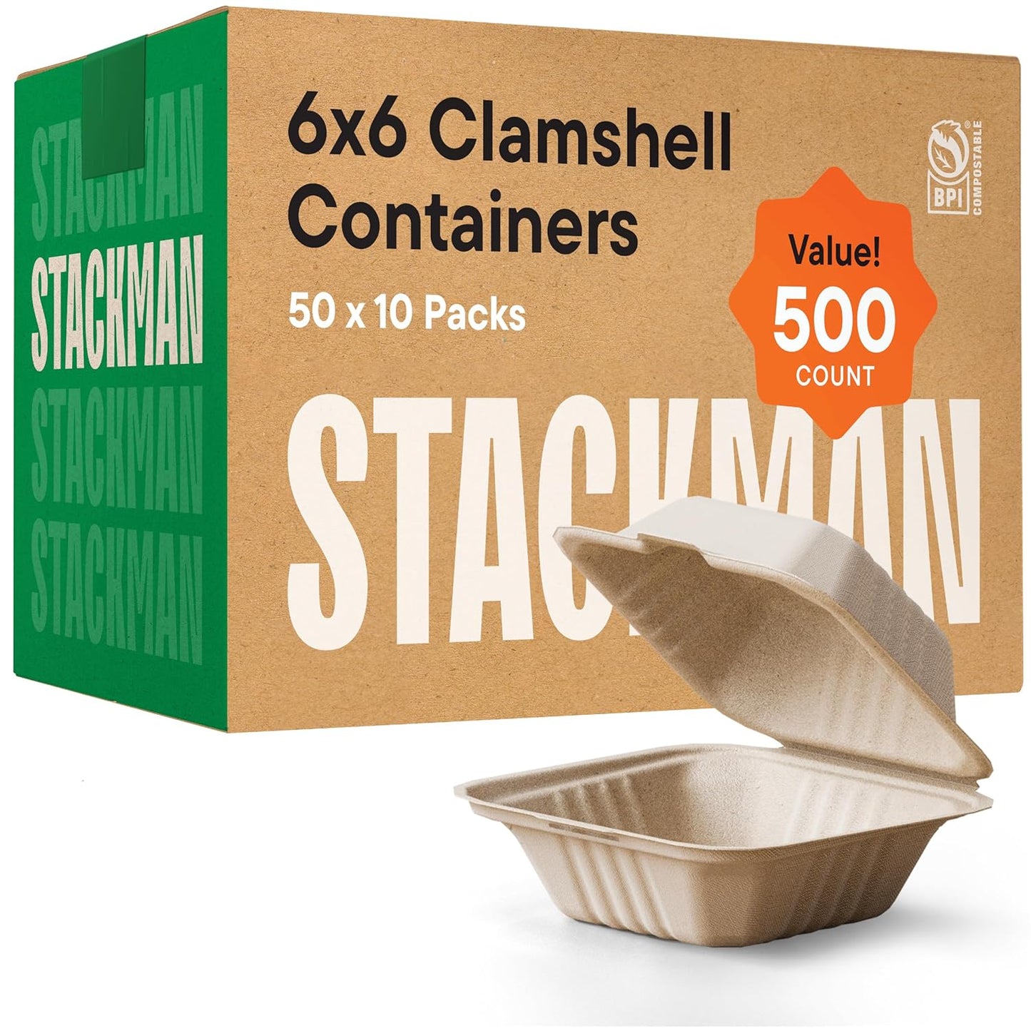 100% Compostable Clamshell Take Out Containers for Eco-Friendly Meals