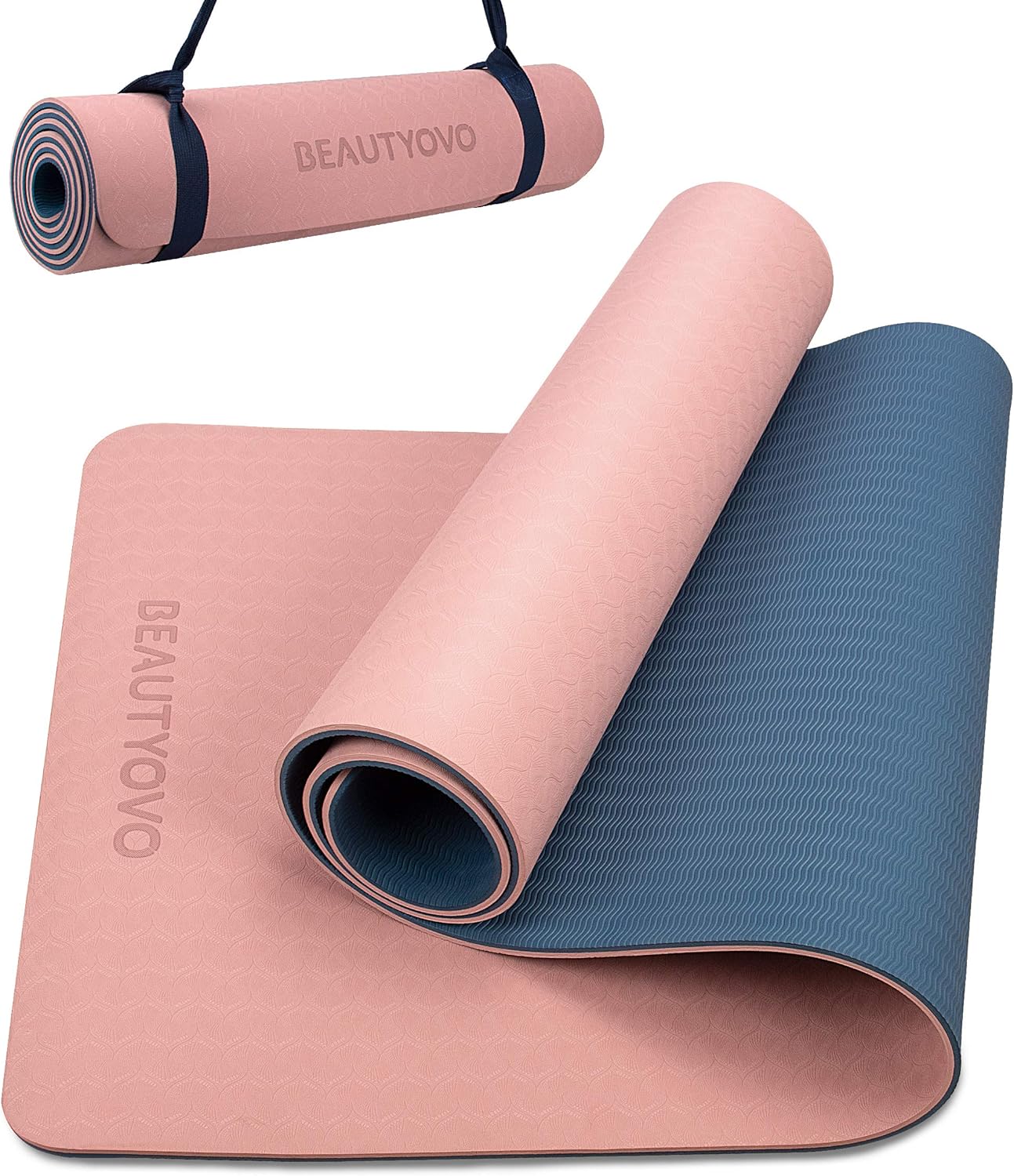 BEAUTYOVO Yoga Mat with Strap - Extra Thick Non Slip Design