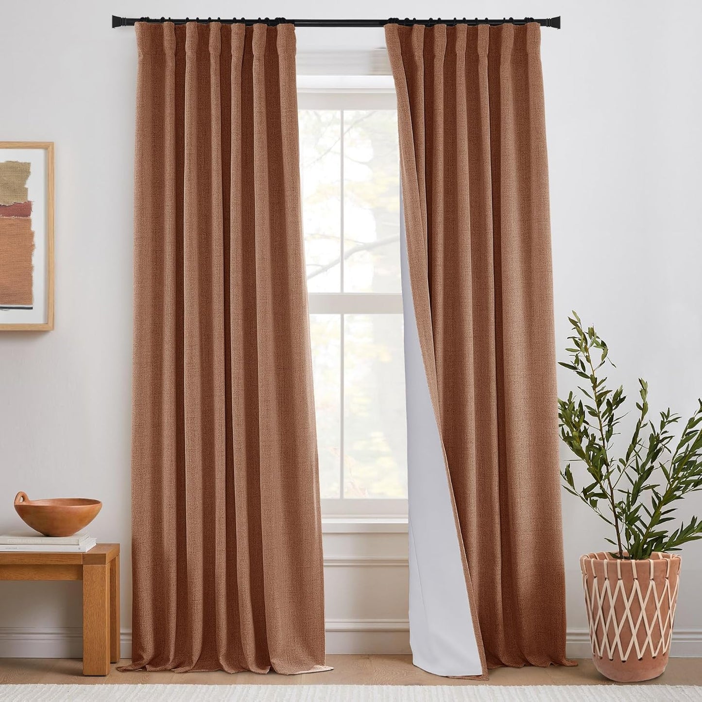 Terracotta Boho Blackout Curtains for Bedroom 84 Inch Length