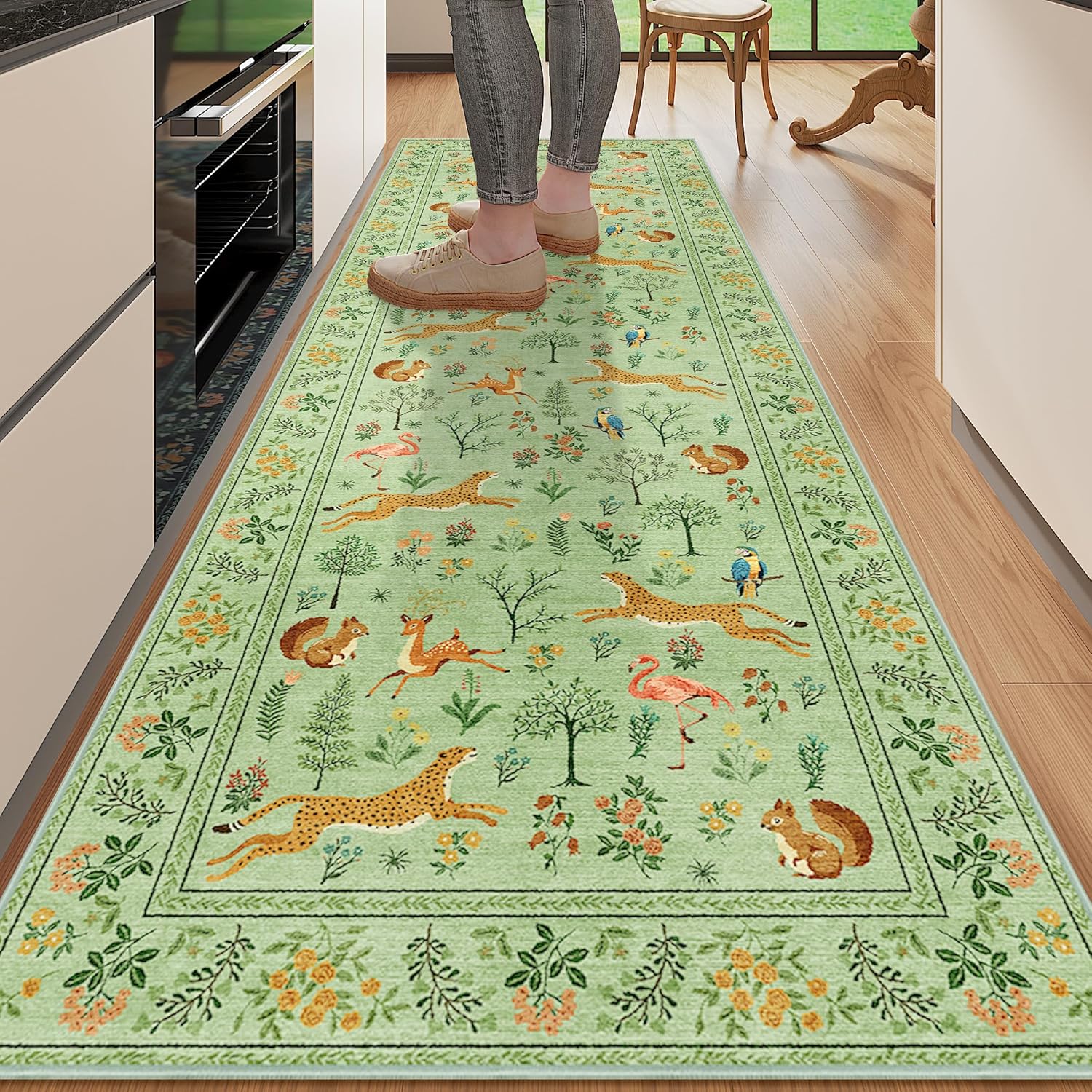 DUKINO 2x6 Washable Kitchen Runner Rug with Non Slip Backing