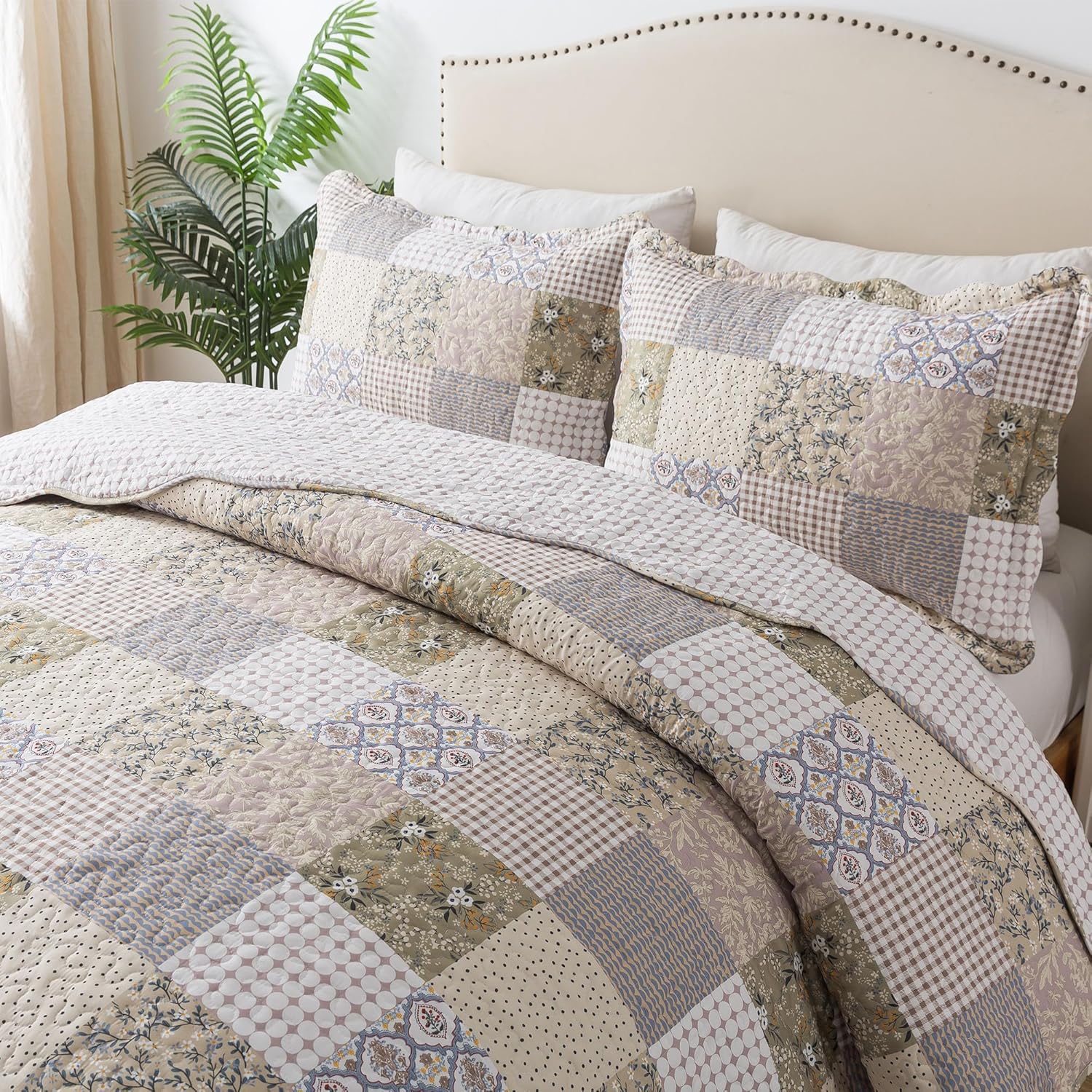 HoneiLife King Size Quilt Set - Lightweight Patchwork Bedding