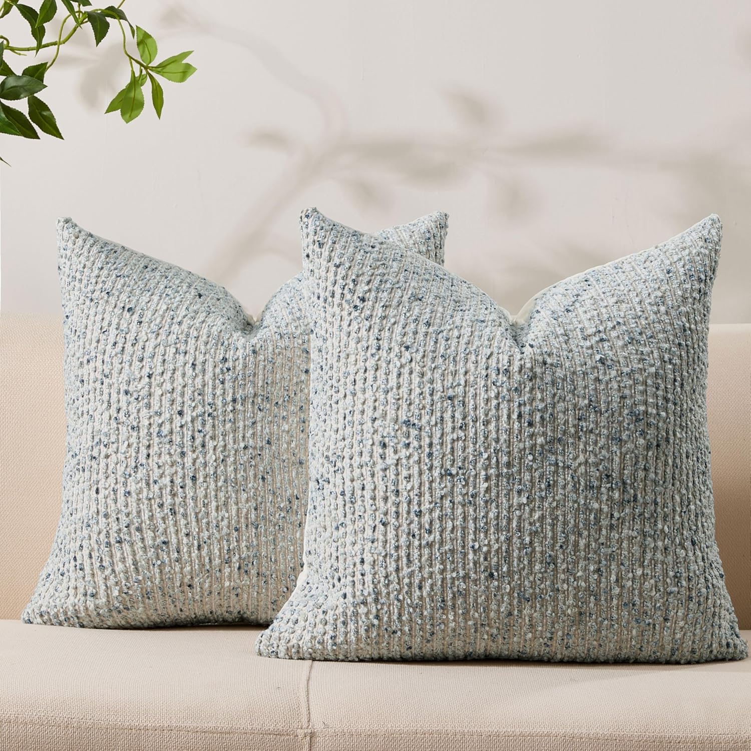Decorative Couch Throw Pillow Covers 20x20 Set of 2 Blue Striped