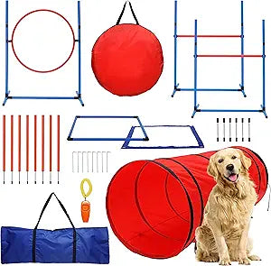 15 Piece Dog Agility Course Set for Backyard Training Fun
