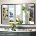 55x30 Black Matte Mirror for Bathroom - Rounded Rectangle Vanity