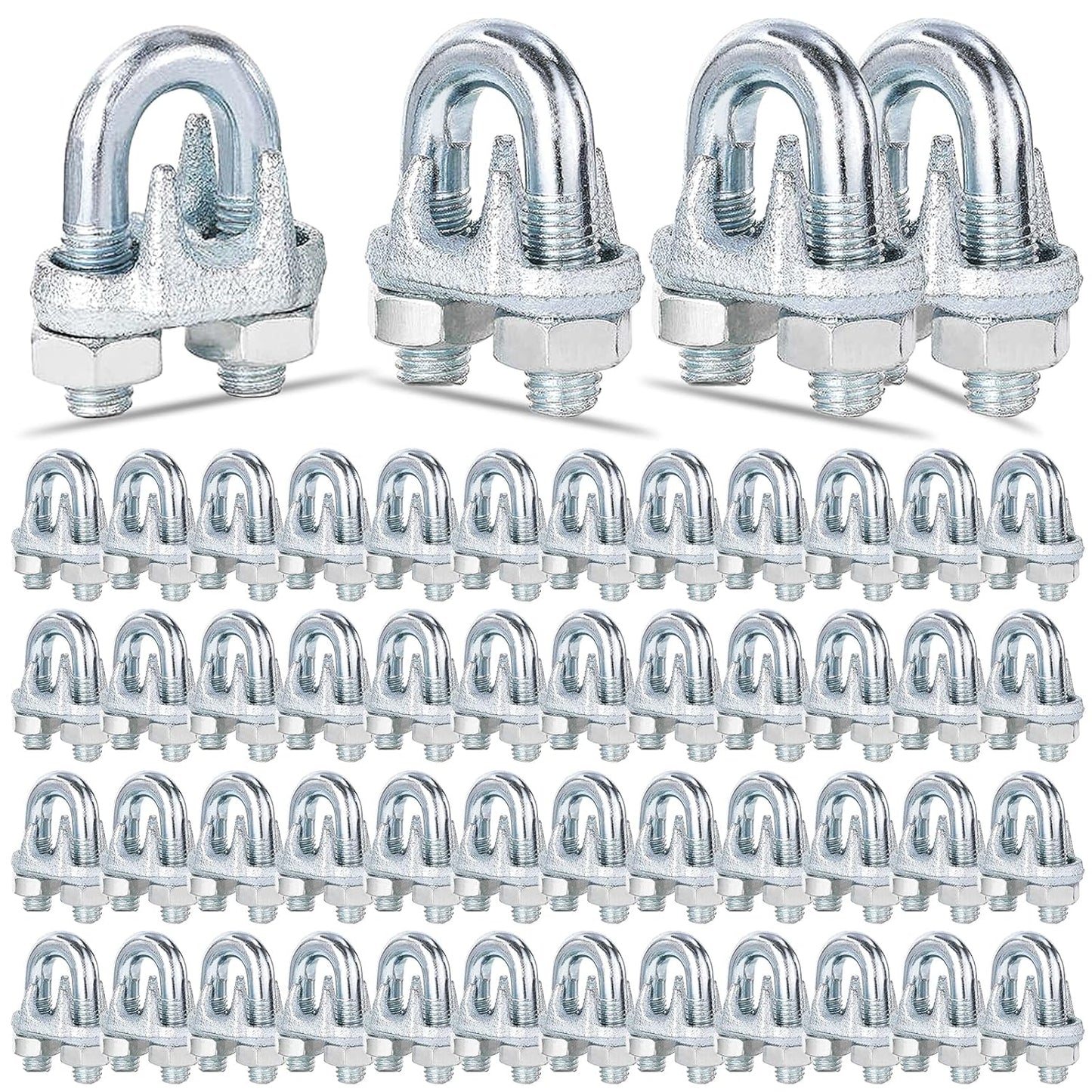 200PCS 5/16in M8 Zinc-Plated Wire Rope Clamps for Heavy Duty Use