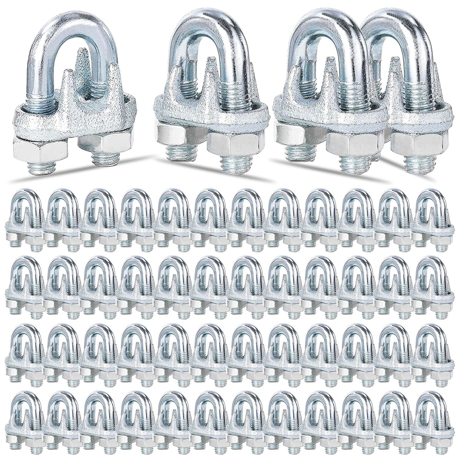 200PCS 5/16in M8 Zinc-Plated Wire Rope Clamps for Heavy Duty Use