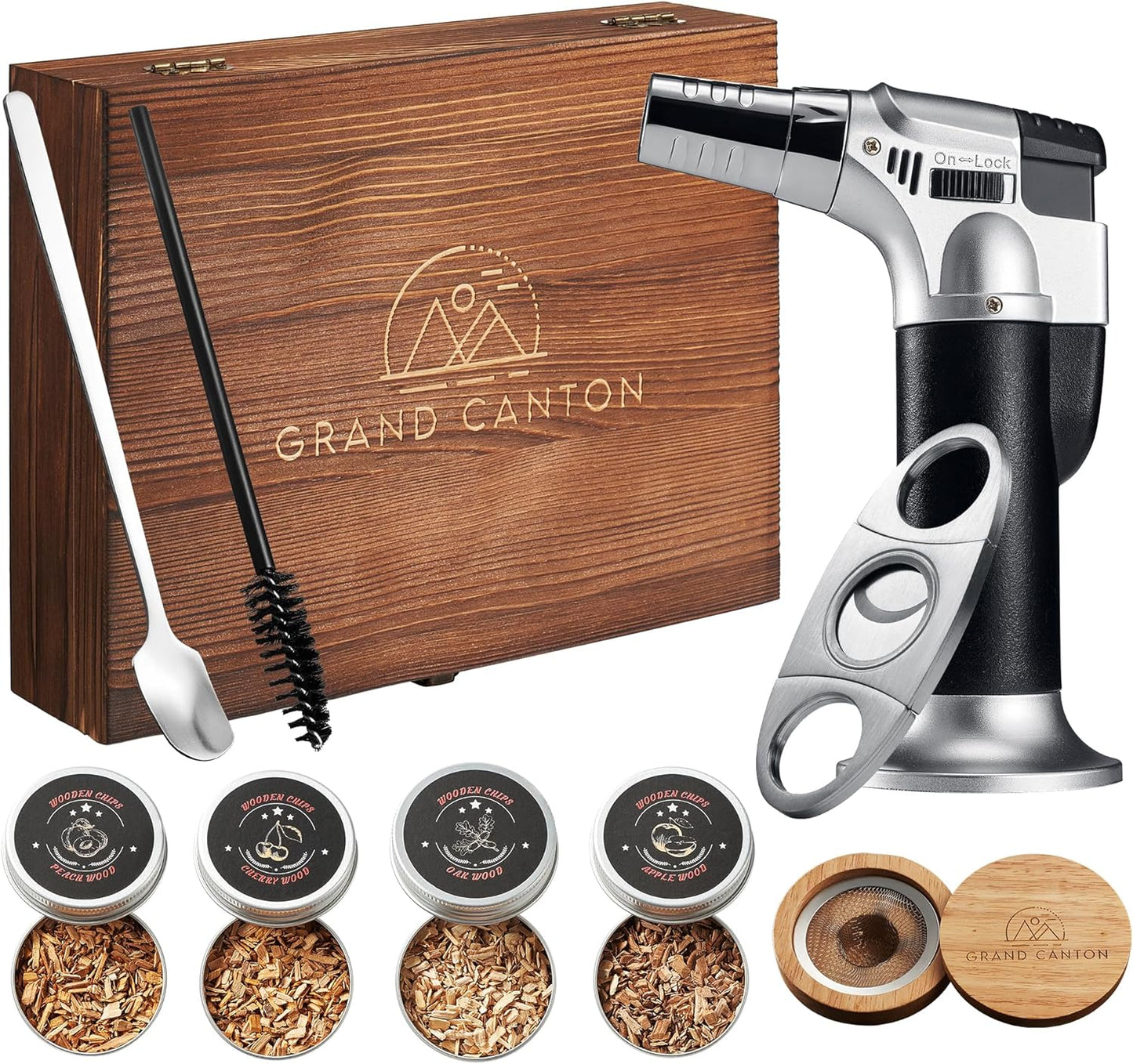 Stainless Steel Whiskey Set w/ Flavorful Wood Chips for Perfect Cocktails