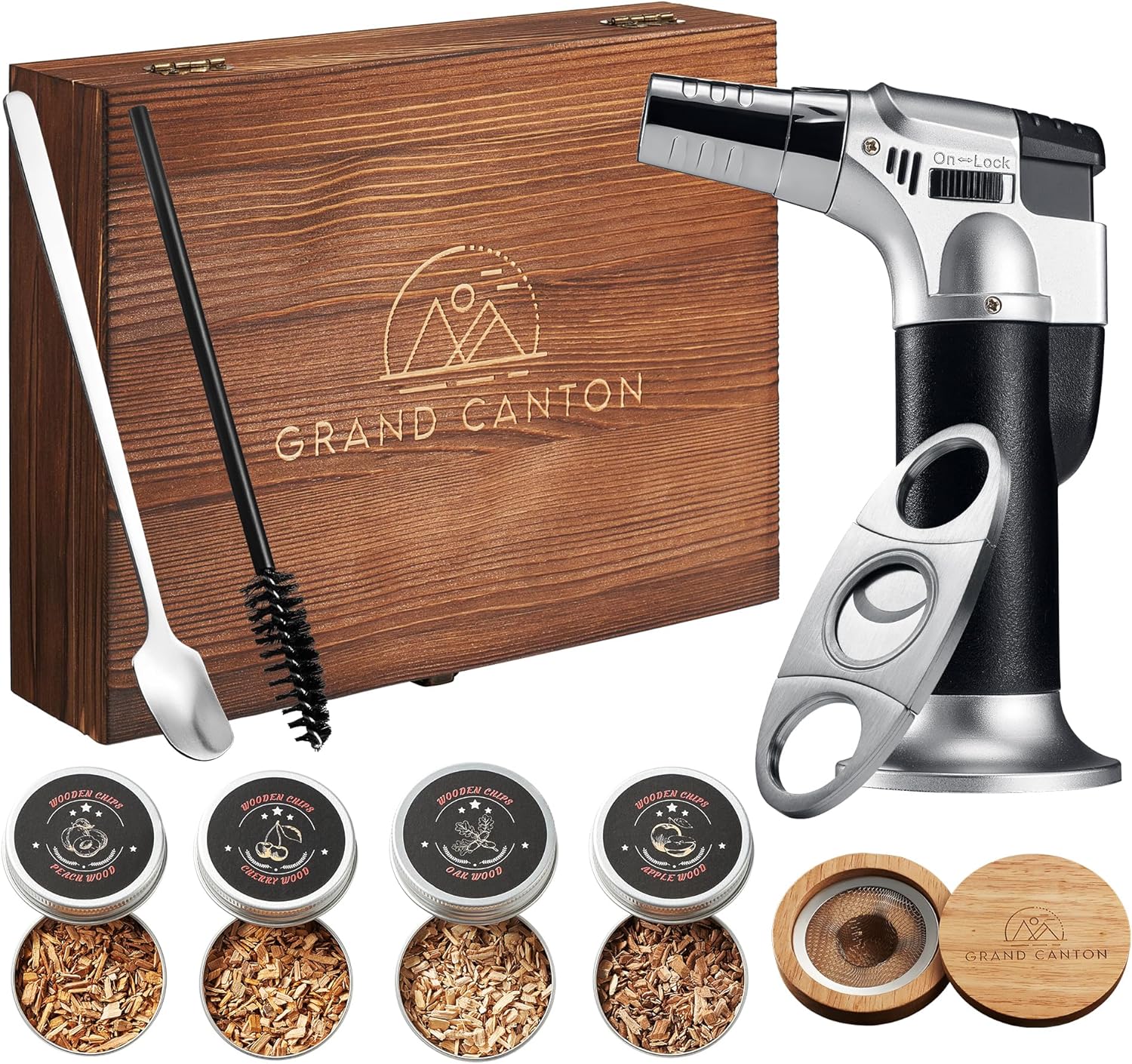 Stainless Steel Whiskey Set w/ Flavorful Wood Chips for Perfect Cocktails