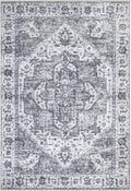 Caria 5x7 Washable Non-Slip Rug - Silver/Dark Gray Traditional Look