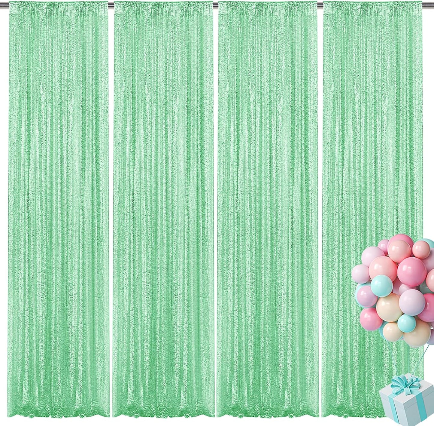 Mint Green Sequin Backdrop Curtain for Stunning Events Decor