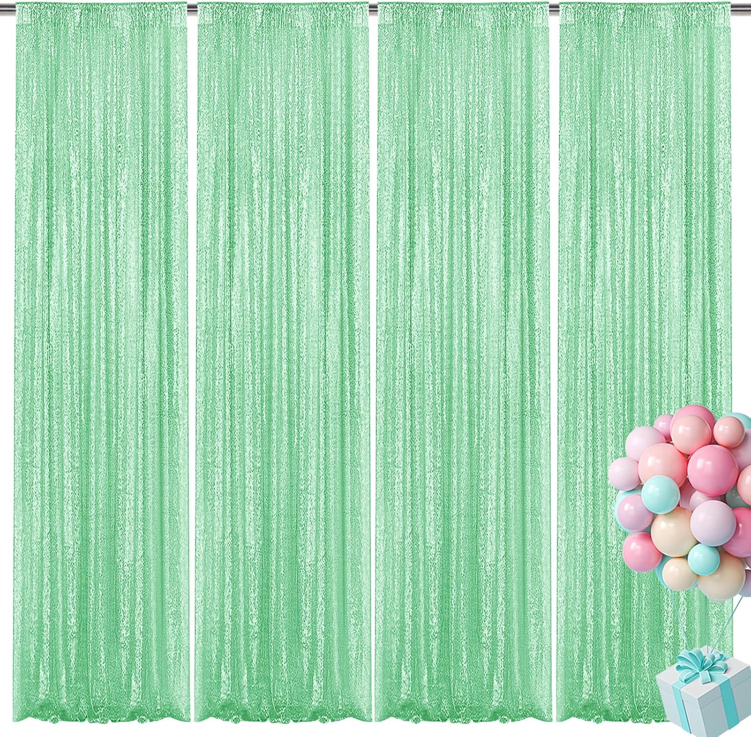 Mint Green Sequin Backdrop Curtain for Stunning Events Decor