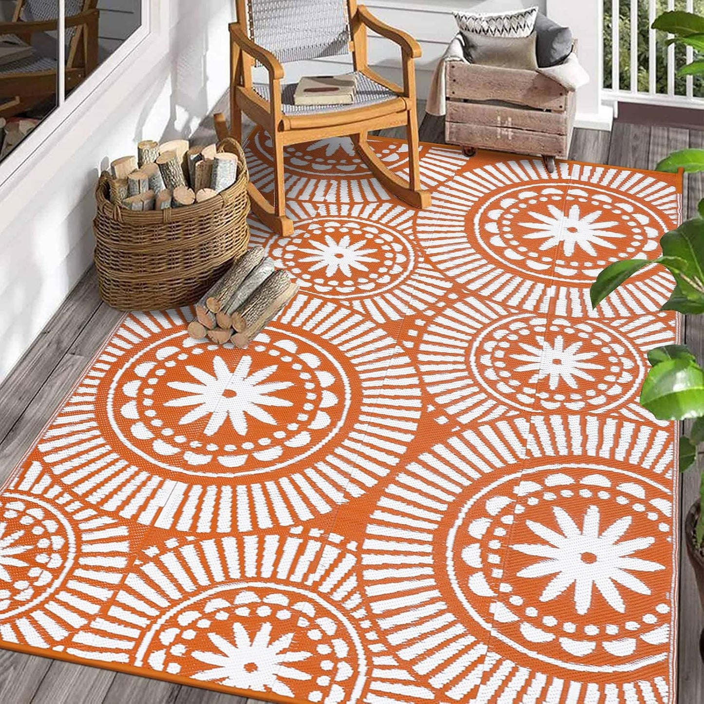 Ileading Outdoor Plastic Straw Rug 6x9ft Waterproof Reversible