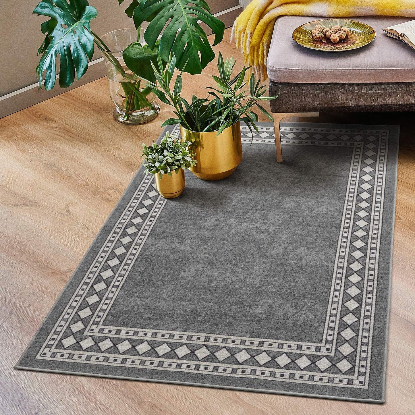 Antep Rugs Modern Bordered Non-Slip Kitchen Area Rug 2x4