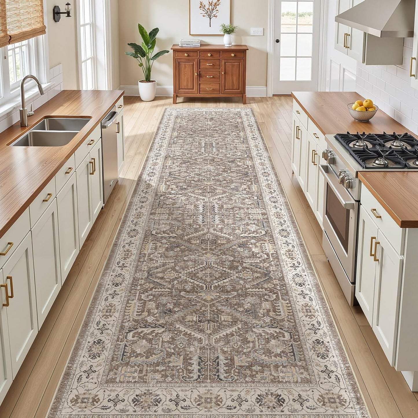 Vintage Soft Hallway Runner Rug with Non Slip Backing for Home