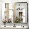 44x36 in Black Metal Framed Bathroom Mirror - Matte Rounded Rectangle