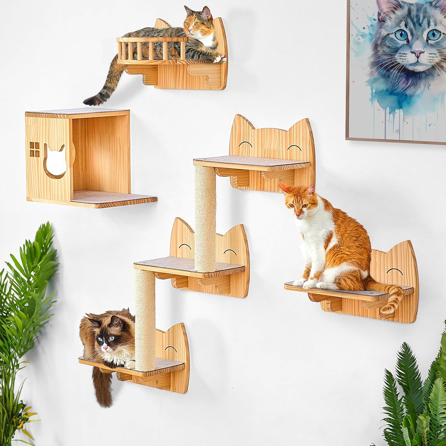 IDAE Cat Wall Shelves Set for Large Indoor Cats with Condo
