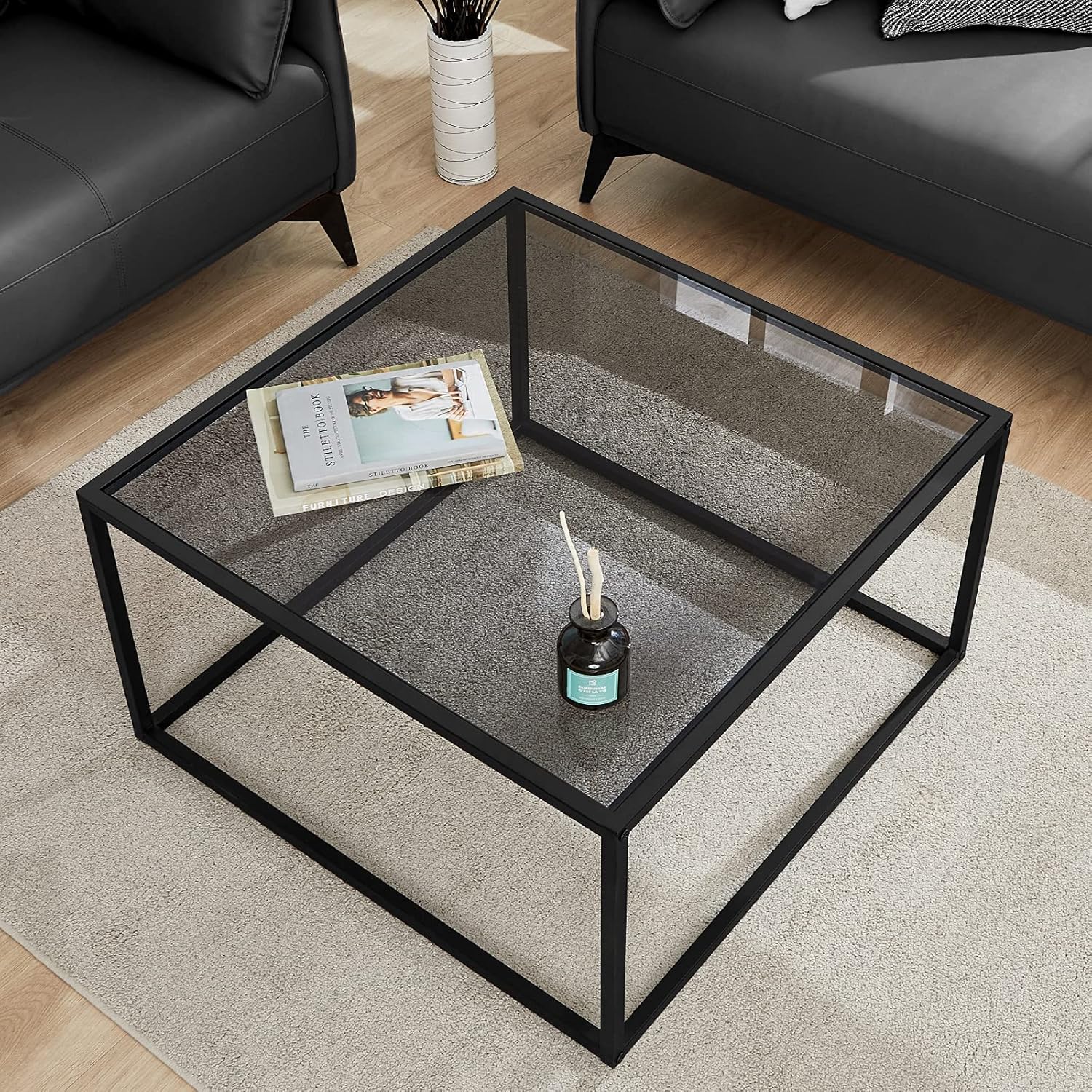 SAYGOER Glass Coffee Table: Stylish Centerpiece for Small Living Rooms