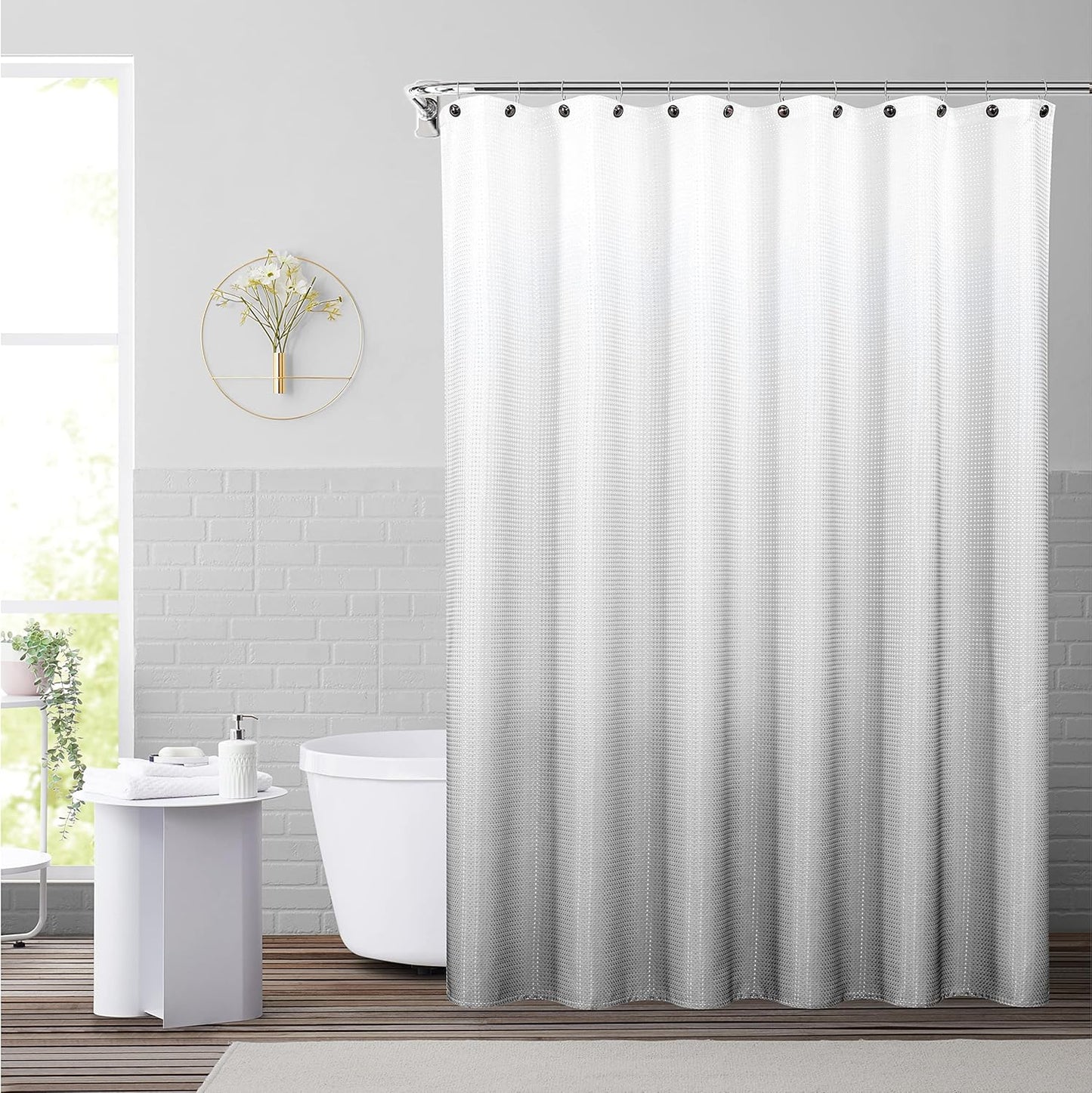 Water-Resistant Ombre Grey Shower Curtain by WEST LAKE