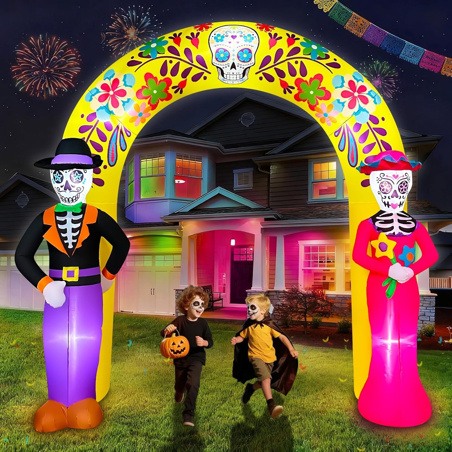10 Ft Day of The Dead Inflatable Archway for Halloween Decor