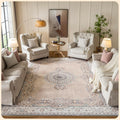 Istana Bedroom Rugs 9x12 Beige Area Rug - Machine Washable Comfort