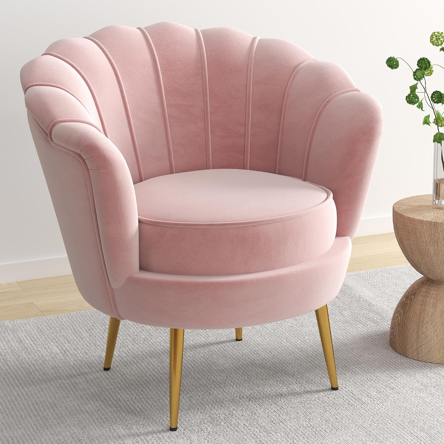DAGONHIL Pink Velvet Accent Chair - Retro Chic!