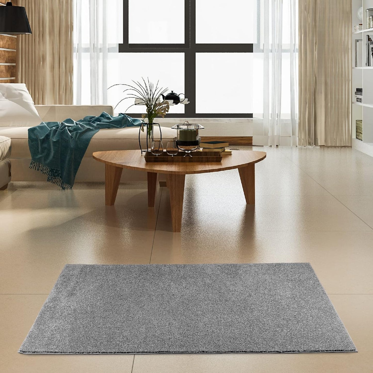Ambiant Pet Friendly Solid Color Area Rugs Grey for Home Decor
