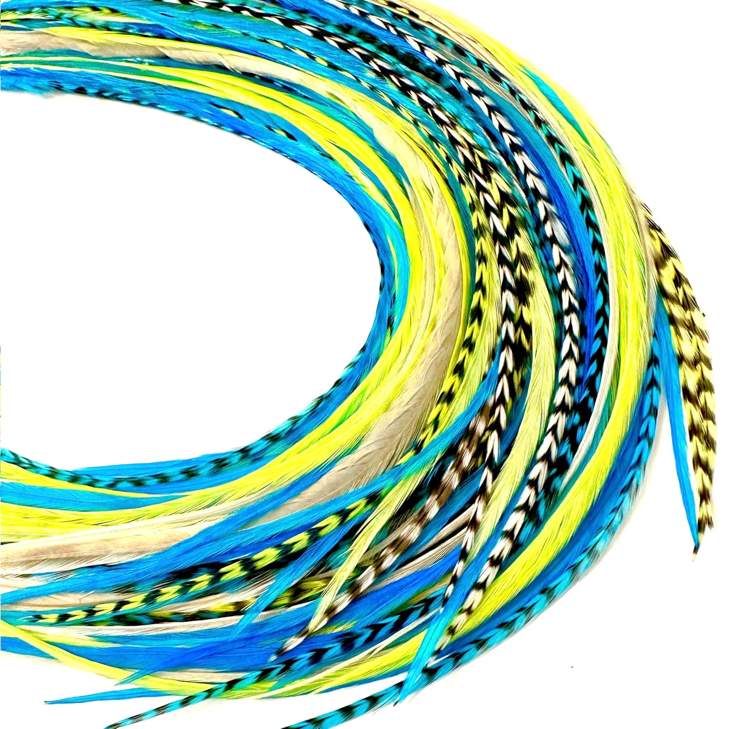21 Neon Green & Turquoise Color Hair Extensions for Boho Style