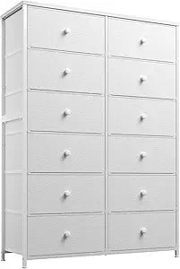 Tall Dresser for Bedroom with 12 Drawers and Metal Frame