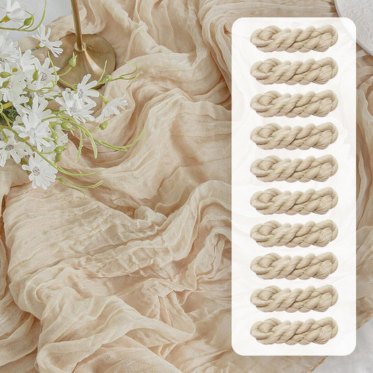Elegant Beige Gauze Table Runner Set for Rustic Boho Events