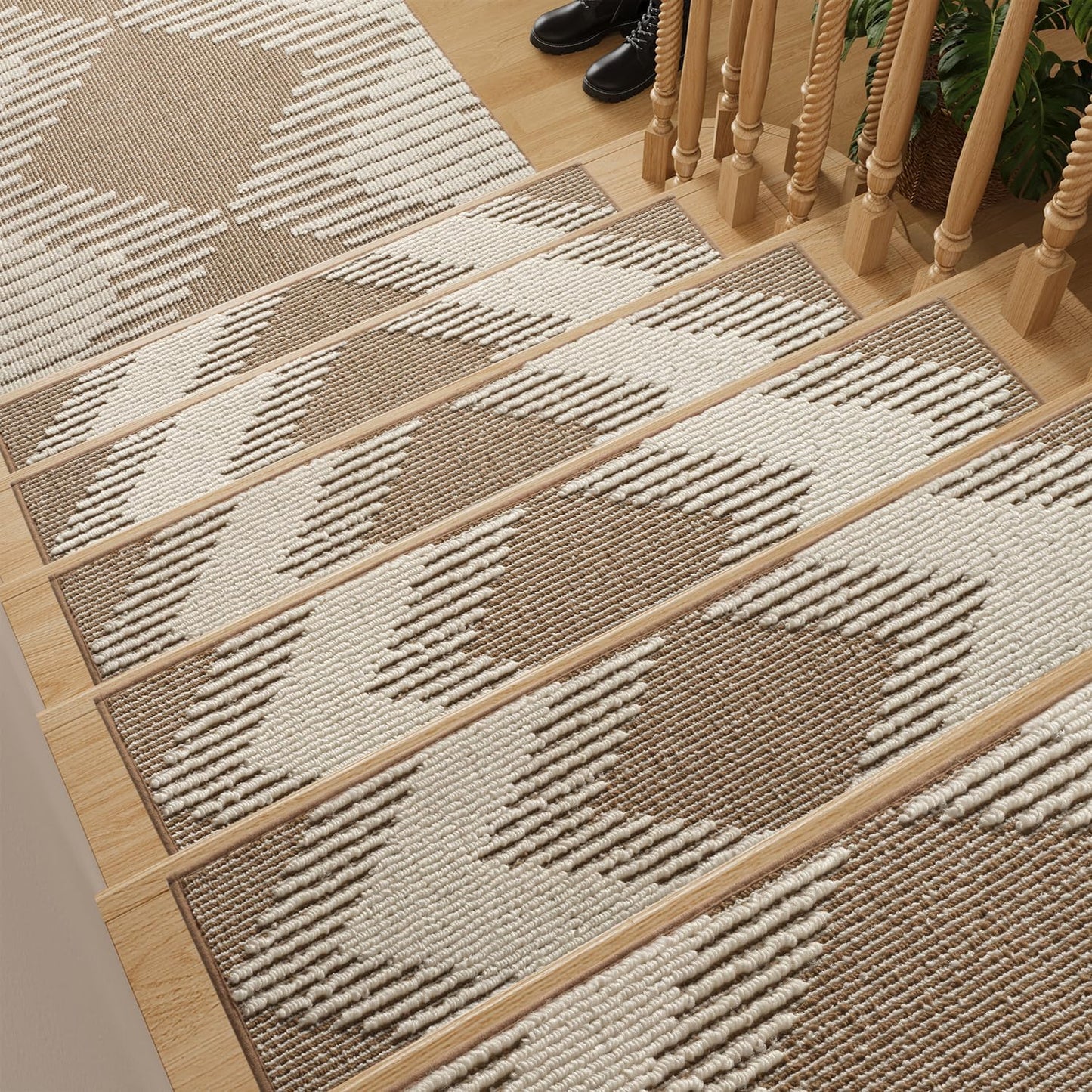 PADOOR 15PC Non Slip Stair Treads for Wooden Steps Indoor