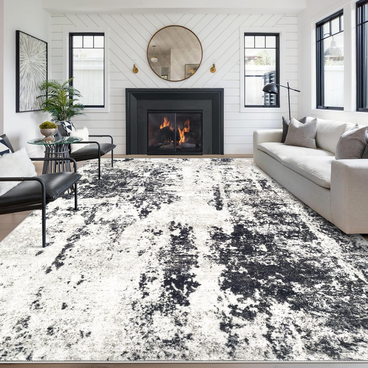 Modern Abstract Area Rug 9ftx12ft Soft Non-Slip Stain Resistant