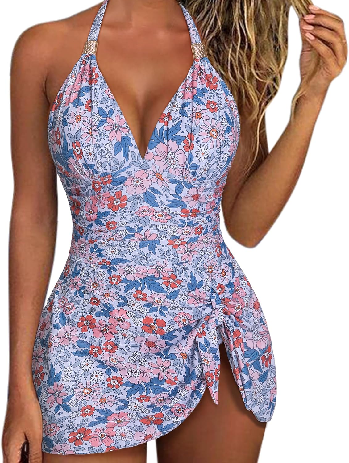 SUUKSESS Women One Piece Swim Dress for Tummy Control Style