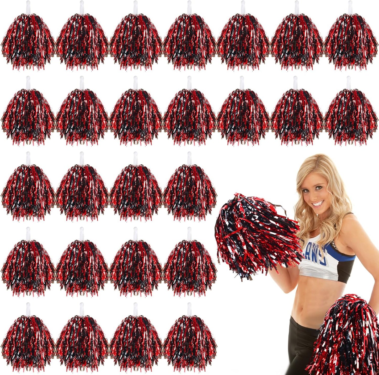 48 Pack Cheerleading Pom Poms Kit for Spirited Team Fun