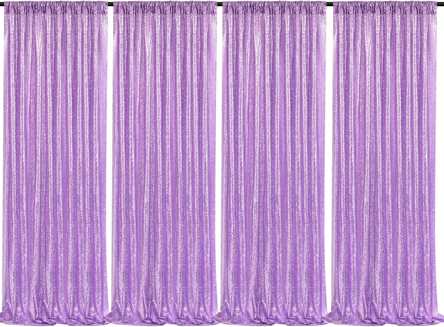 Lavender Sequin Backdrop Drapes for Weddings and Parties