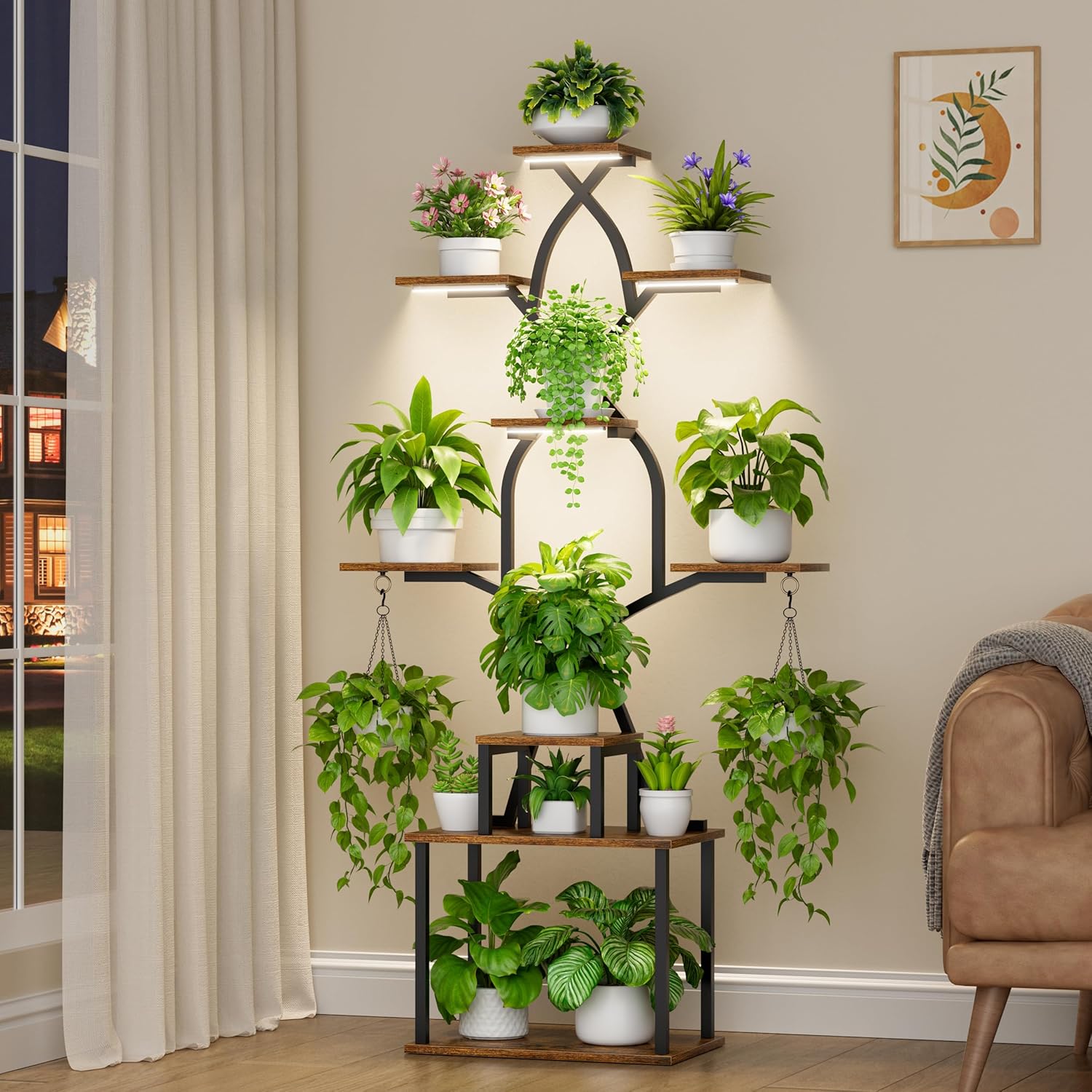 Plant Stand Indoor with Grow Lights - 7 Tier Metal Shelf