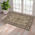 Washable Entryway Rug 3x5 Sage Grey Brown - Non Slip Soft Flannel