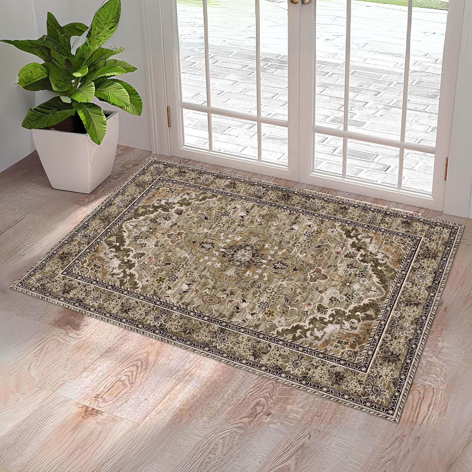 Washable Entryway Rug 3x5 Non Slip for Hallways and Kitchens