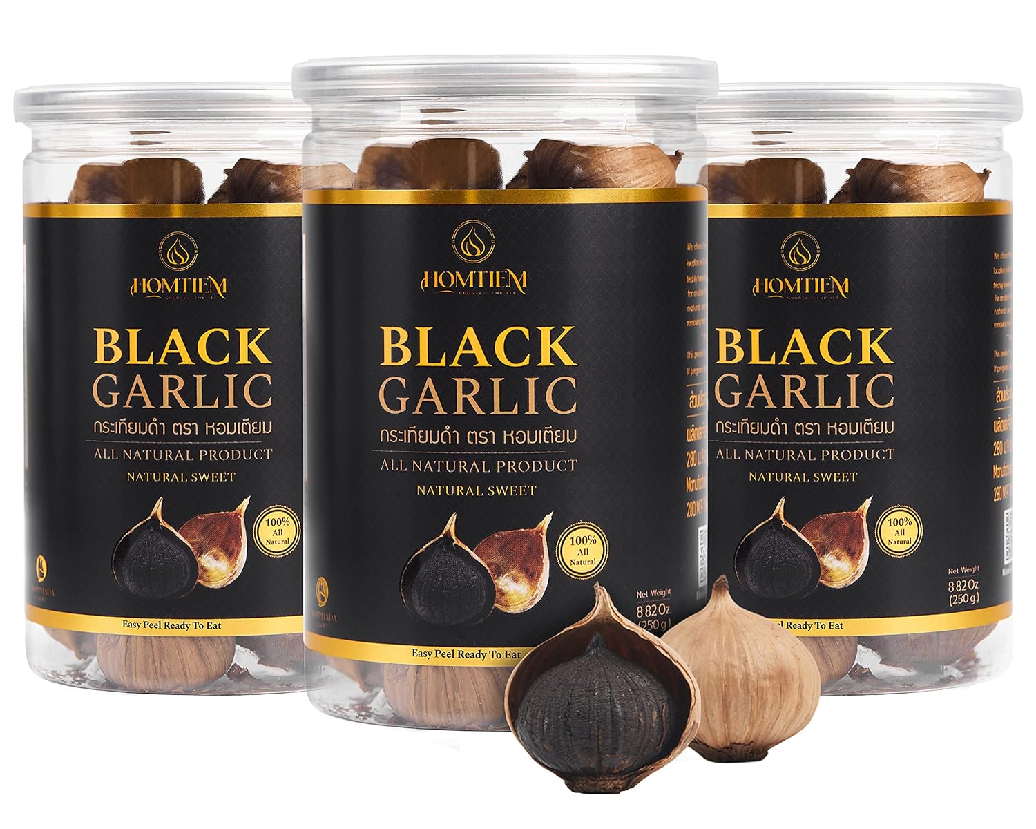 Homtiem Black Garlic 8.82 Oz Pack of 3 for Healthy Recipes