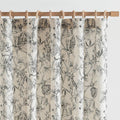 jinchan Floral Curtains 108 in Length Black Flower Linen Curtain Set