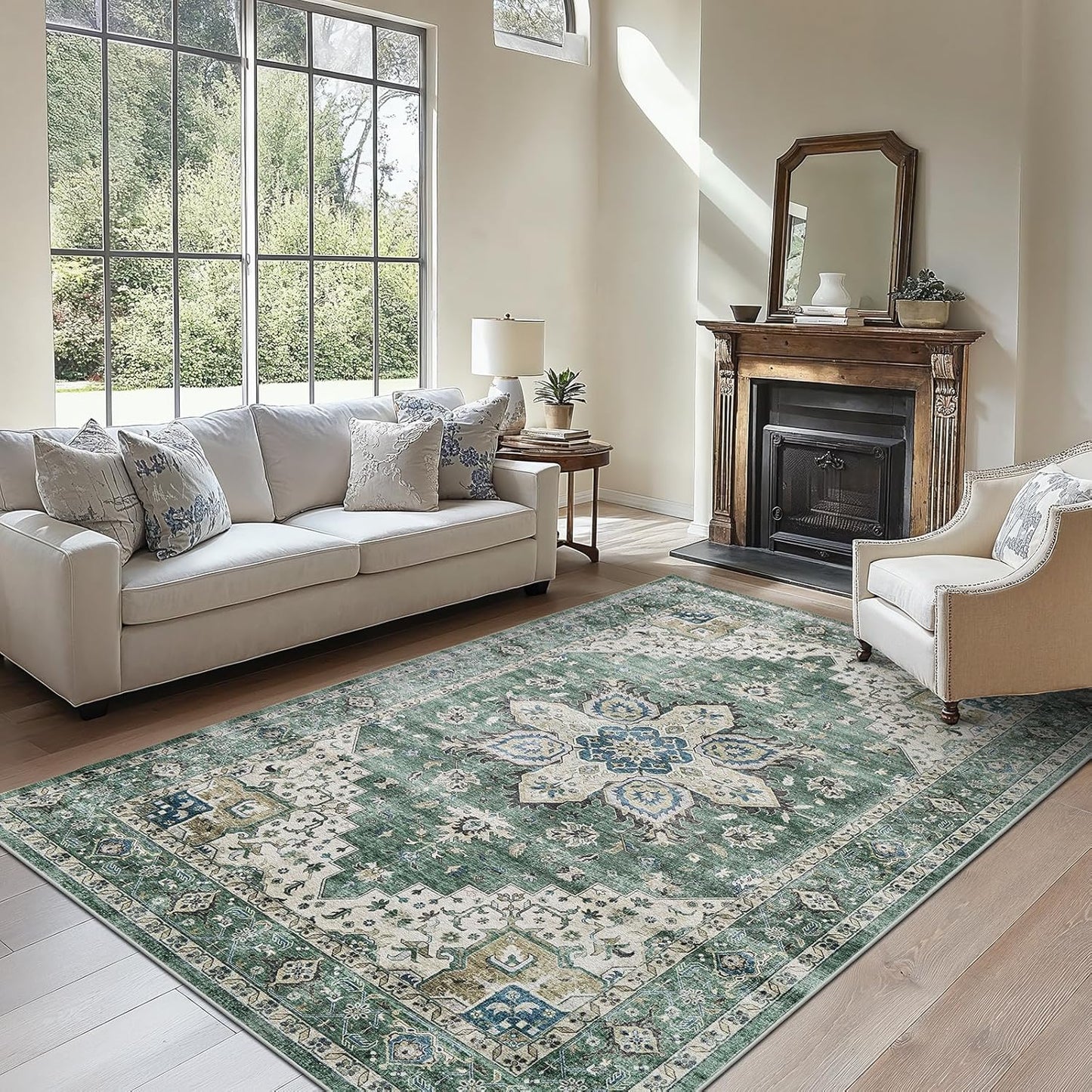 6x9 Area Rug with Non-Slip Backing for Living Room & Bedroom
