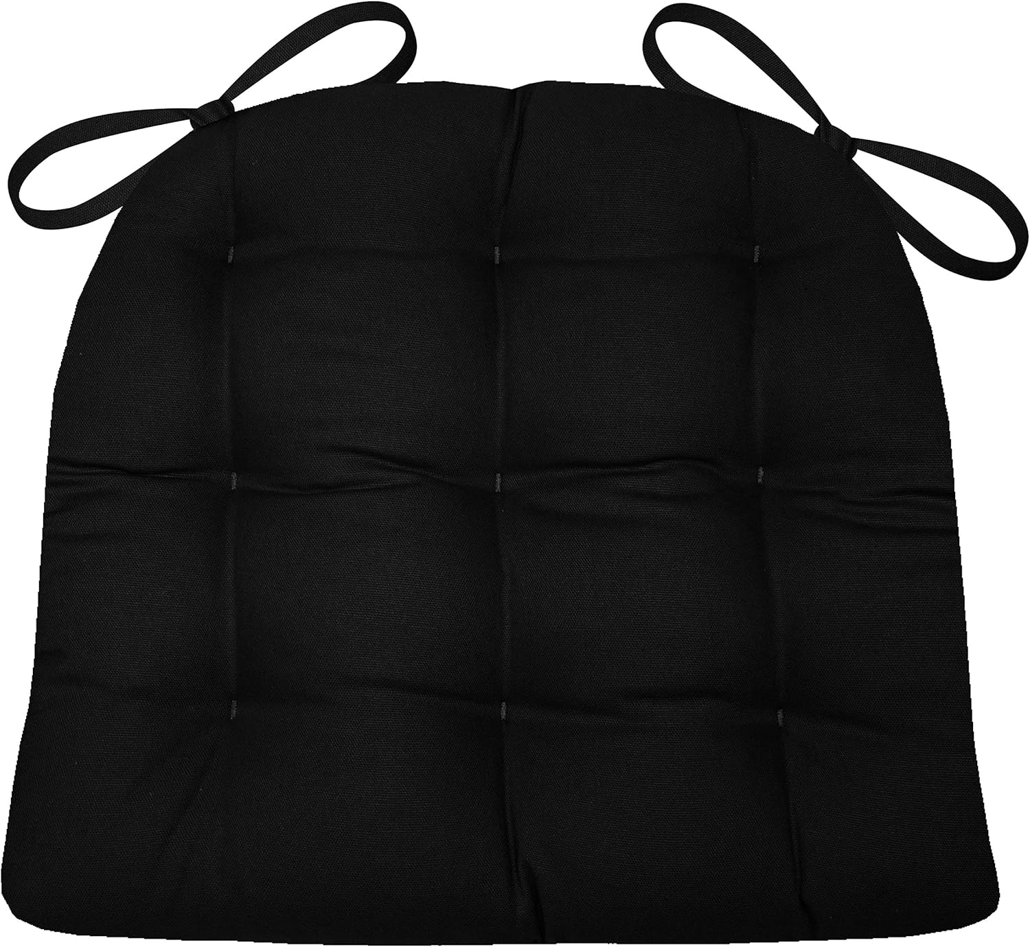 Cotton Duck Black Dining Chair Pad with Ties for Comfort