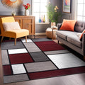 Rugshop Modern Geometric Boxes Red Area Rug - Fade-Resistant Comfort
