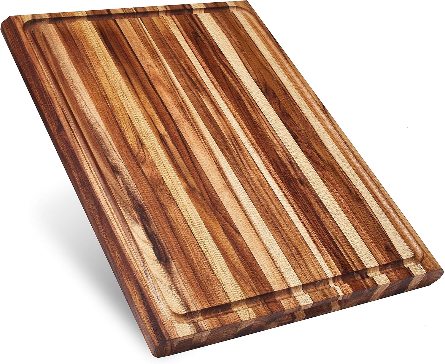 XXL Thick Edge Grain Teak Wood Cutting Board with Juice Groove